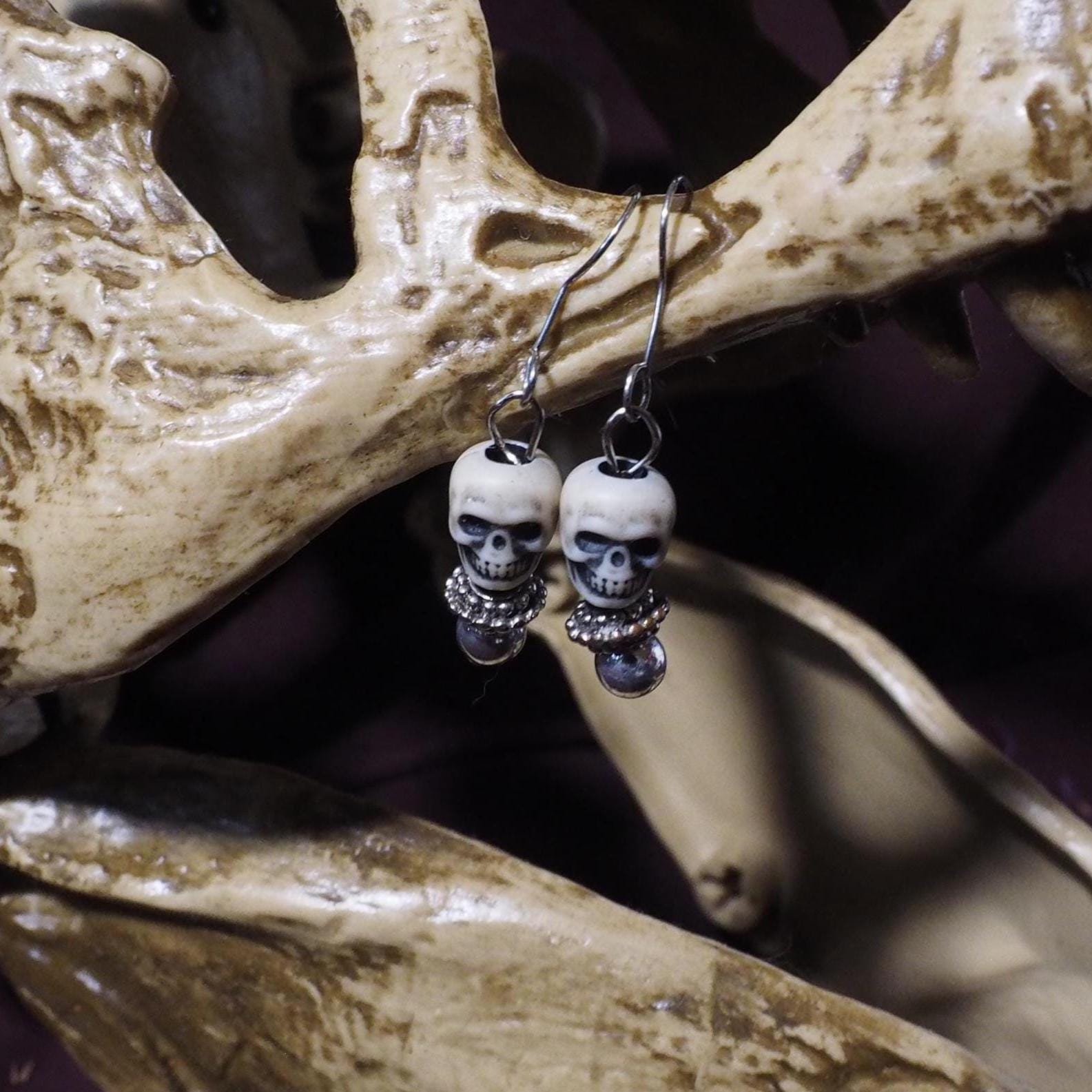 Skull drop earrings for fancy or every day wear