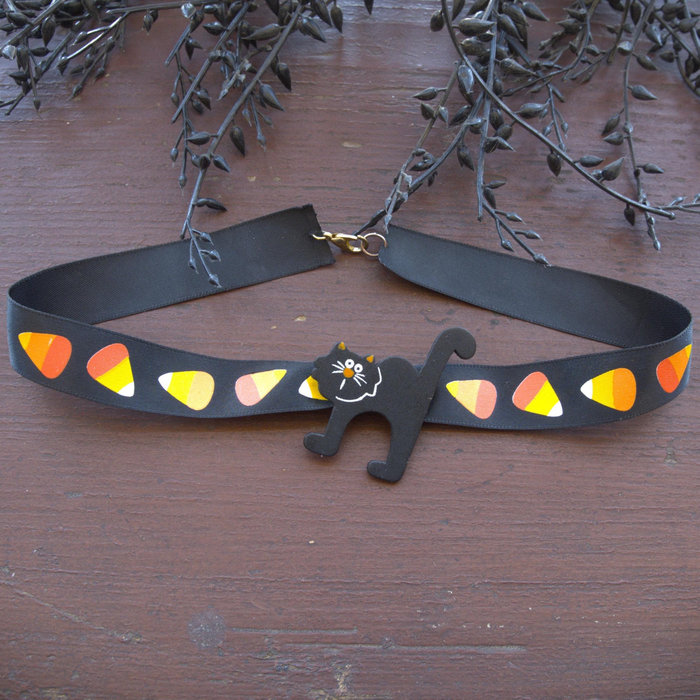 Black cat choker necklace for Halloween