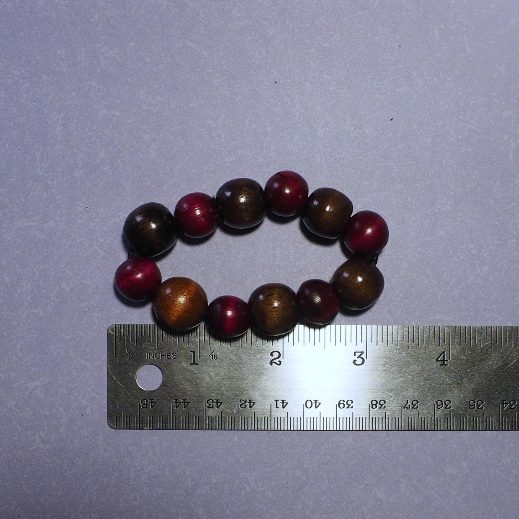 Red and brown wooden bead bracelet for daily wear