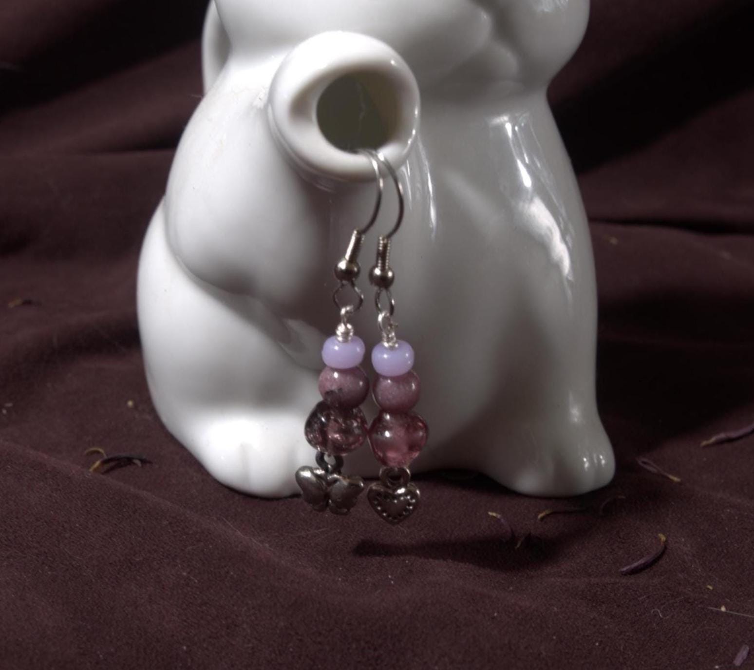 Butterfly & heart dangly earrings