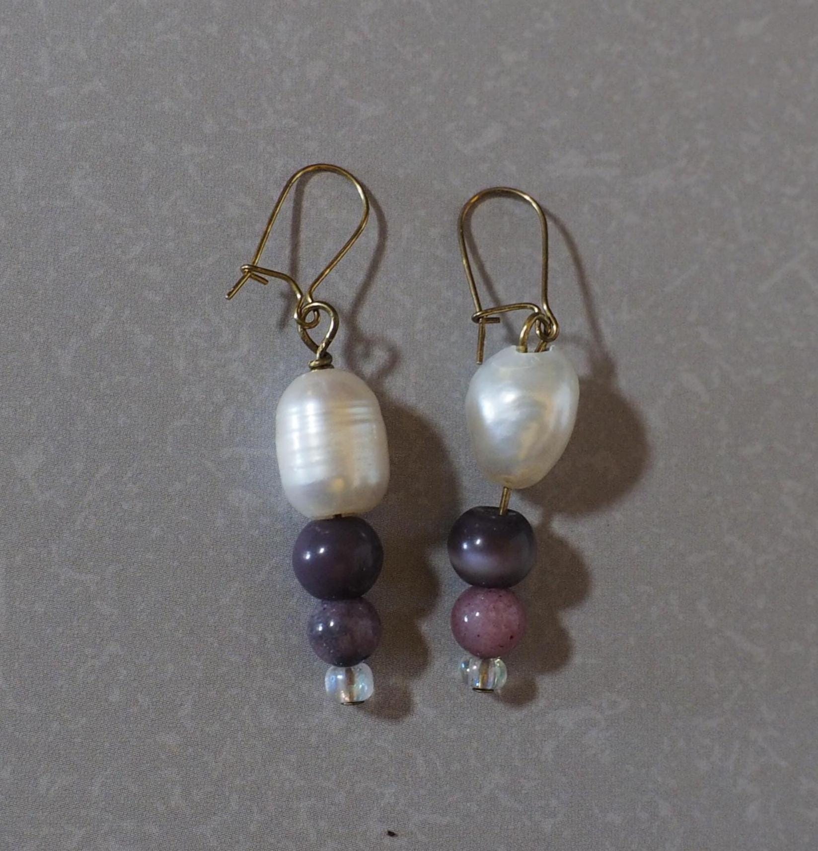 Pearl and rhodonite earrings for special events and everyday wear.