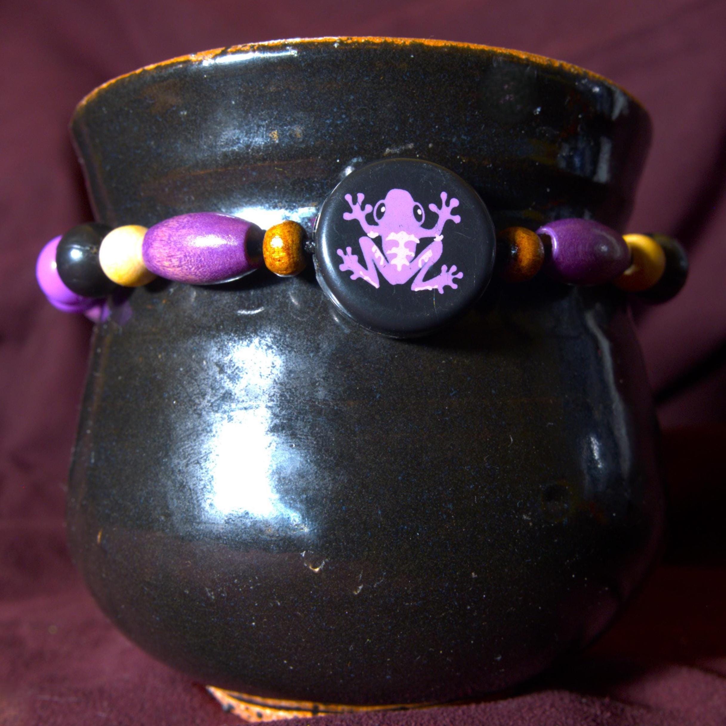 Retro purple frog bracelet for skaters, stoners, casual wear