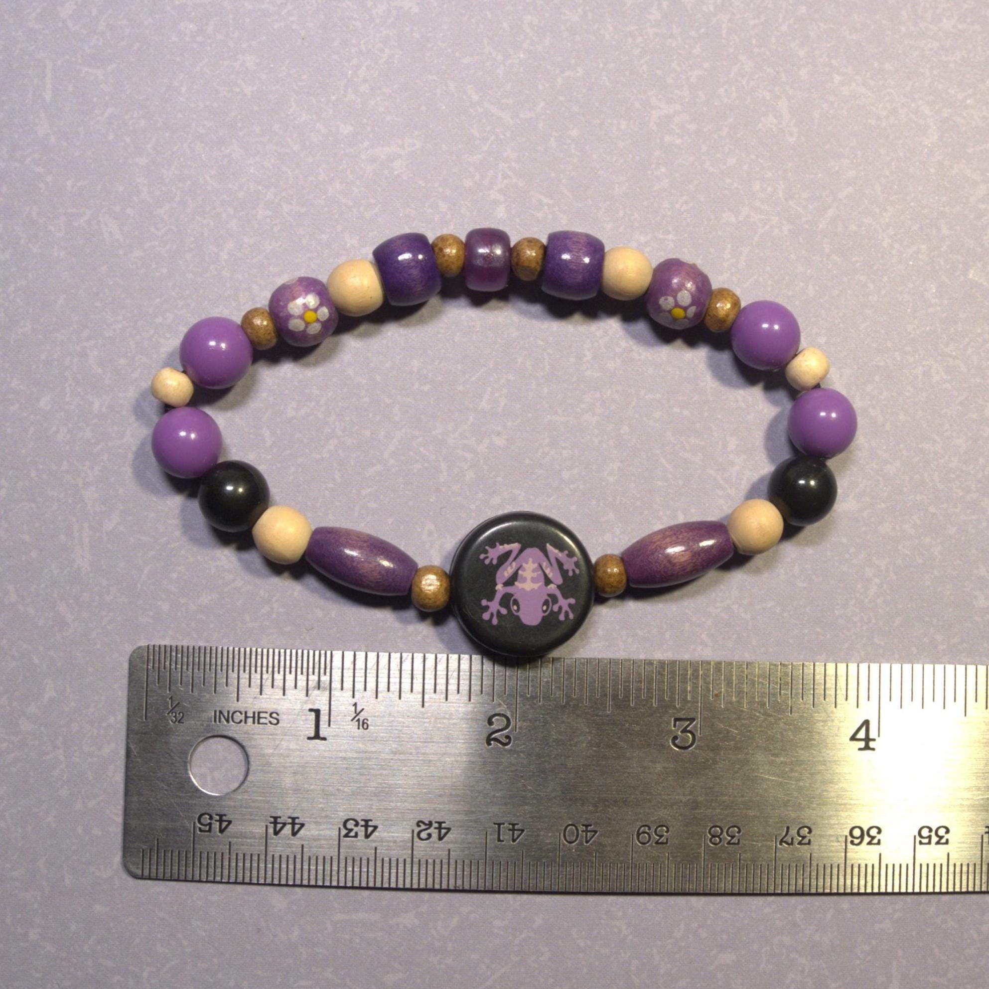 Retro purple frog bracelet for skaters, stoners, casual wear