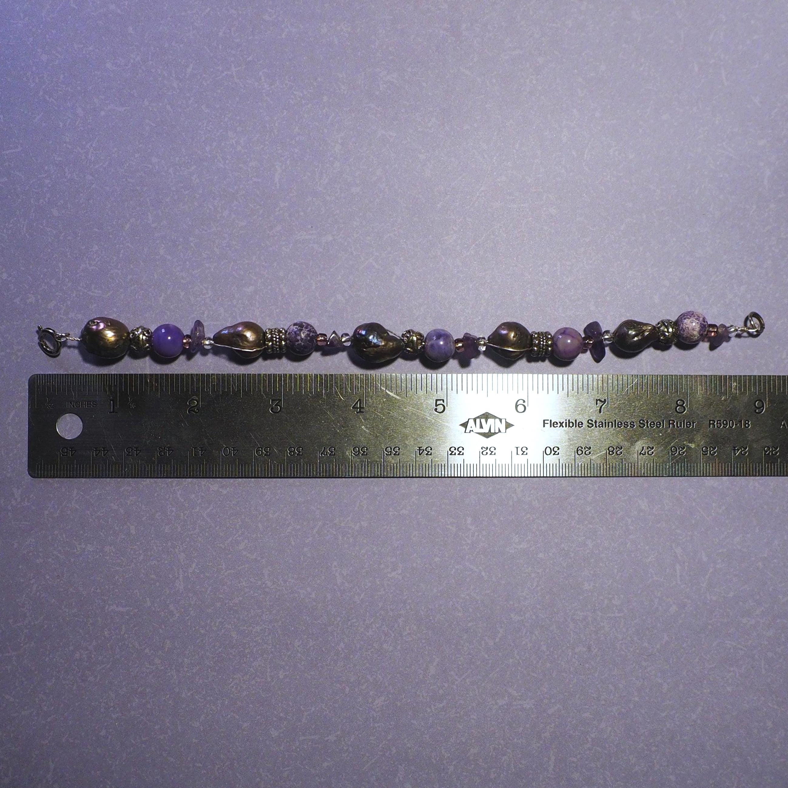 Boho Purple Pearl Amethyst Agate Wire Bracelet, Wisdom Balance Psychic Awareness